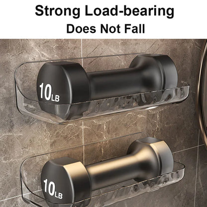 Adhesive Bathroom Shelf, Wall Mounted, Transparent Storage