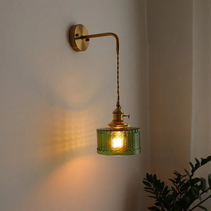 Retro Style Glass Pendant Light Green LED Lamp