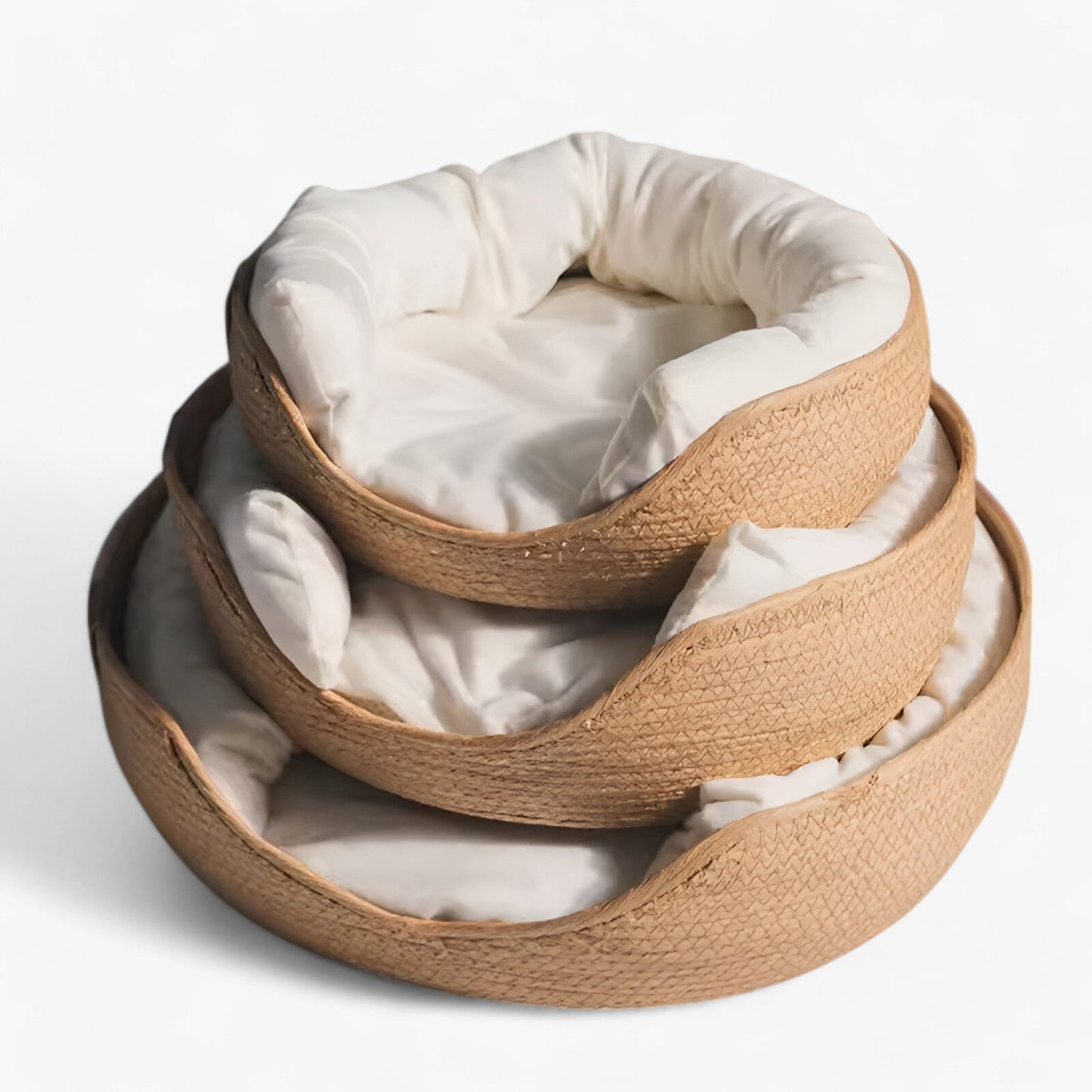 Natural Bamboo Pet Bed with Plush Cushion