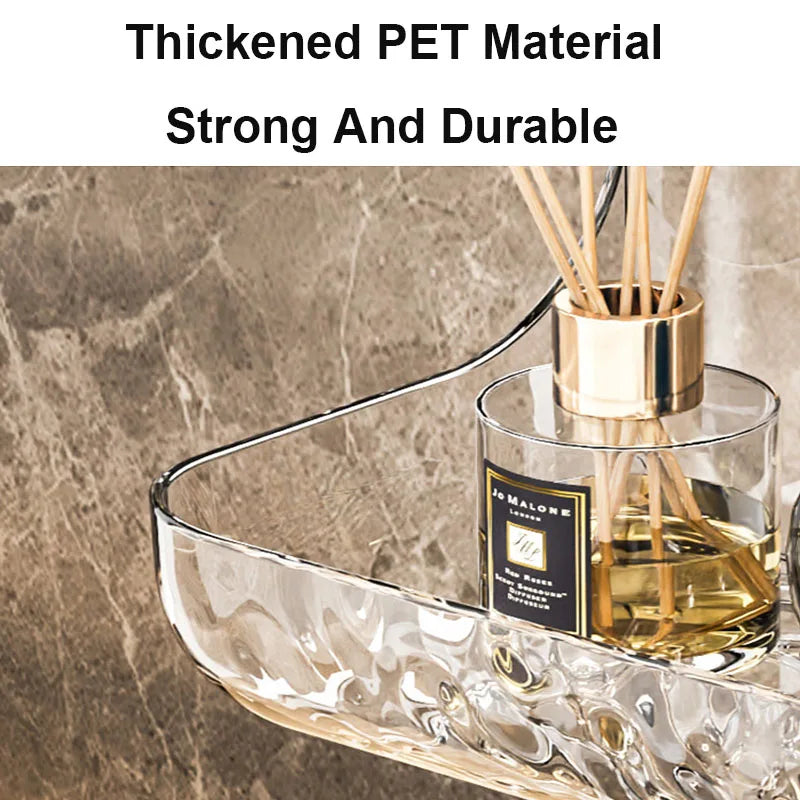 Adhesive Bathroom Shelf, Wall Mounted, Transparent Storage
