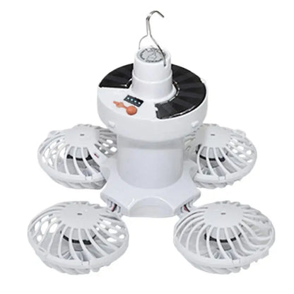 Compact Solar Powered Camping Light with Fan - Fesara