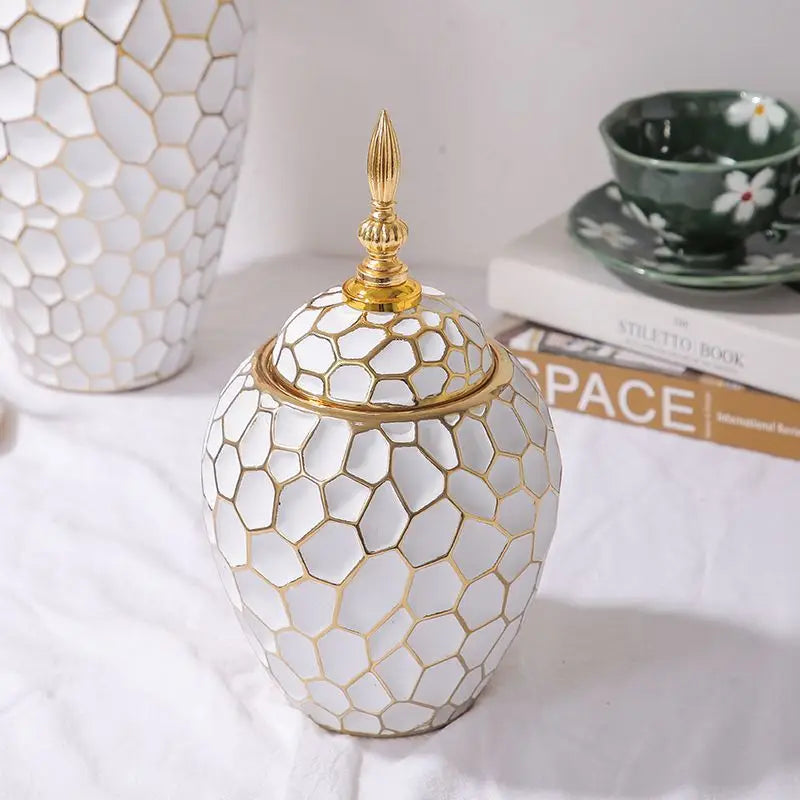 Elegant Gold Ceramic Vase Decorative Home Accent