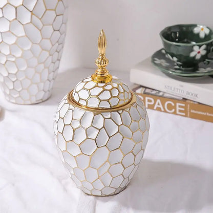 Elegant Gold Ceramic Vase Decorative Home Accent