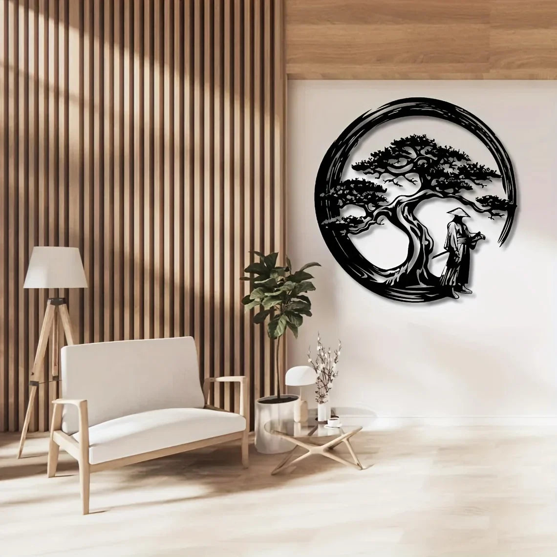 Asian Style Metal Wall Art Bonsai Tree Decor