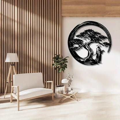 Asian Style Metal Wall Art Bonsai Tree Decor