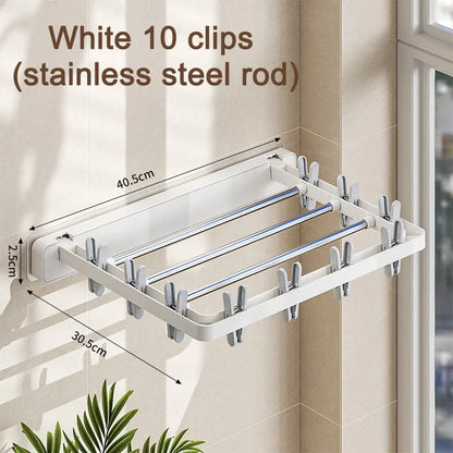 Compact Wall Mounted Folding Dryer Rack with Clips
