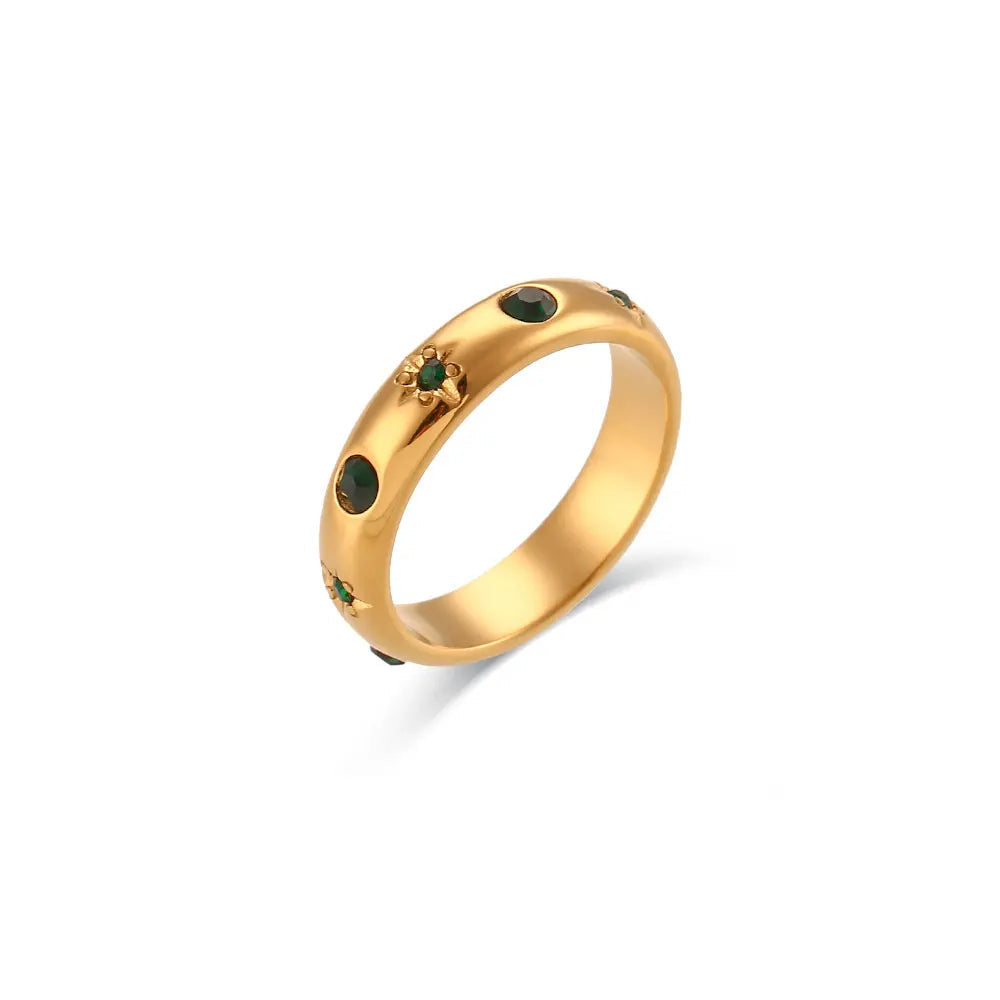 Luxury Diamond Star Studded Gold Ring