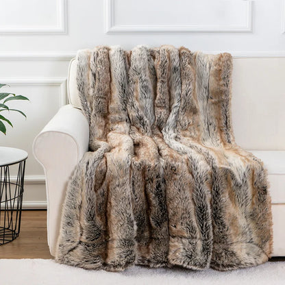 Plush Faux Fur Throw Blanket - Warm & Super Soft