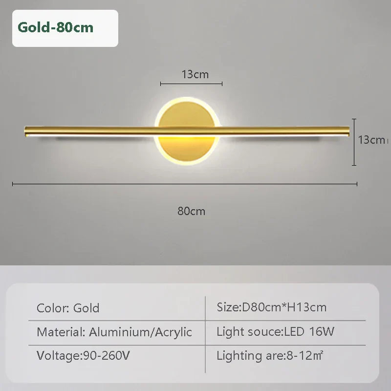 Luxury LED Wall Lamp Black Gold 3 Color