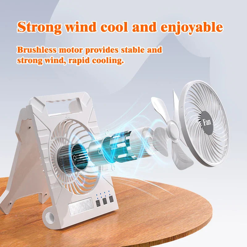 VenturioX Portable Solar Camp Fan with LED Light