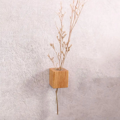 Natural Wood Floral Tube Vase - Fesara