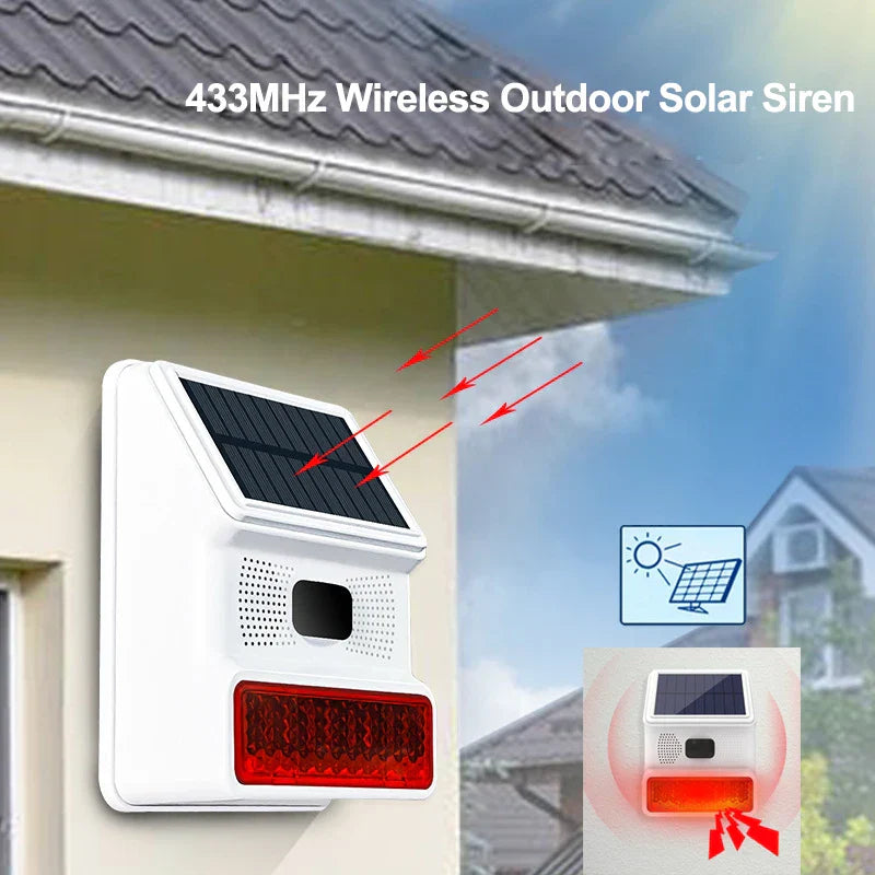 Wireless Solar Siren Alarm Module with Light and Sound