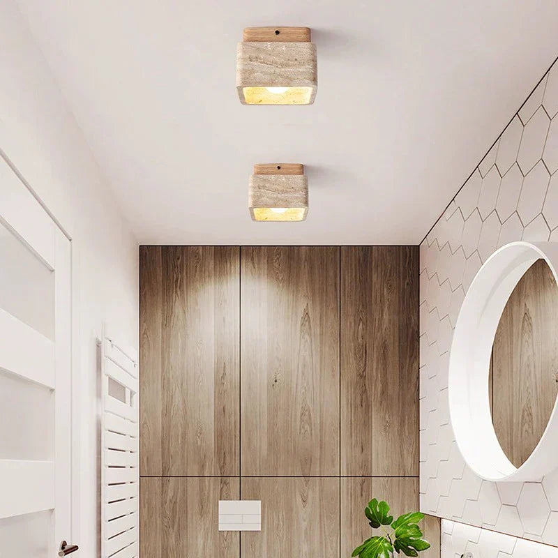 Modern Square Wooden LED Ceiling Light
