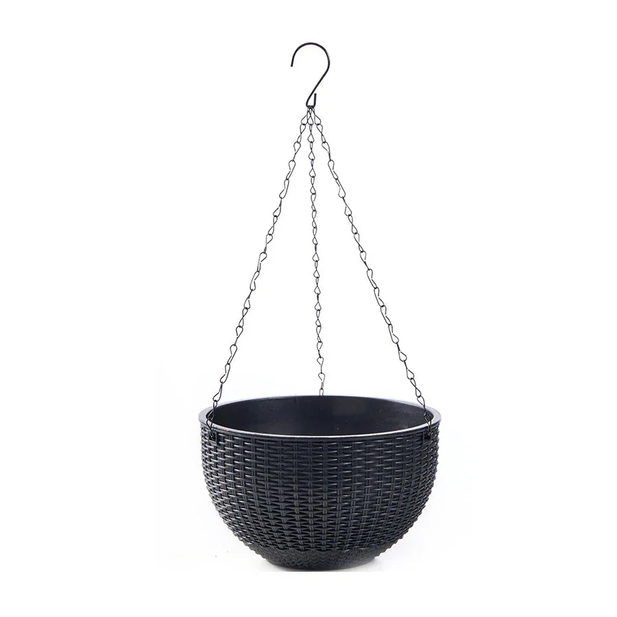 Natural Rattan Hanging Planter with Honeycomb Design