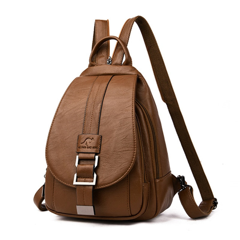 Secure Leather Ladies Backpack - Genuine Soft Sheepskin Rucksack