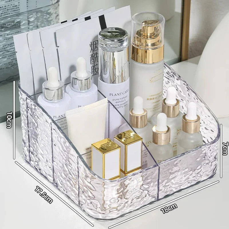 Spacious Makeup Storage Box with Wave Pattern