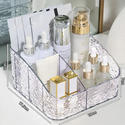 Spacious Makeup Storage Box with Wave Pattern