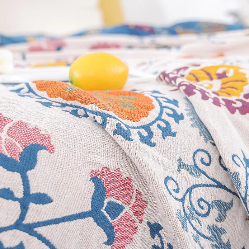 Breathable Natural 100% Cotton Throw Blanket