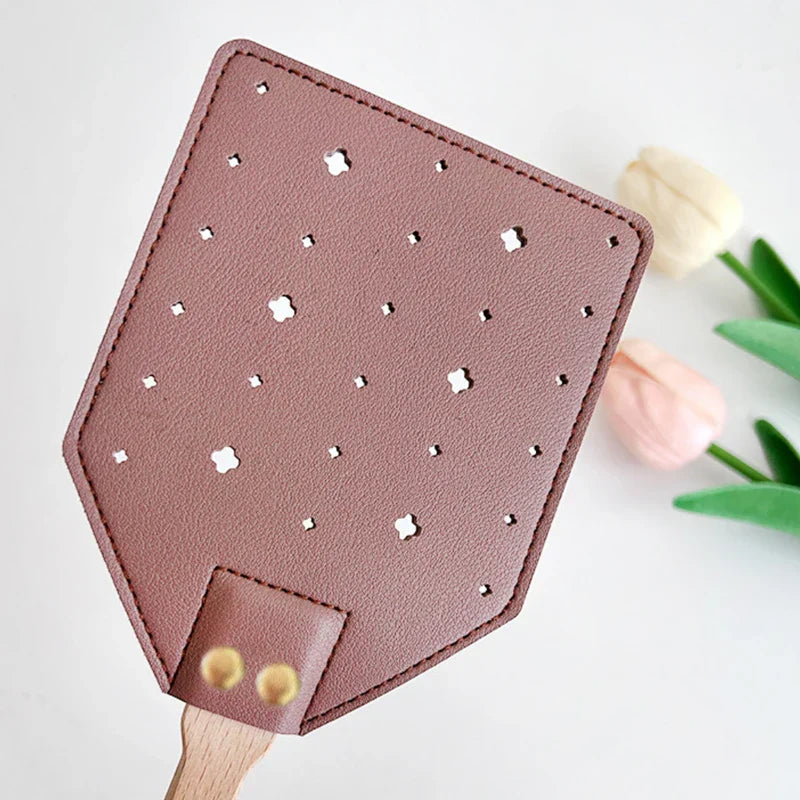 Premium Leather Fly Swatter with Wooden Handle
