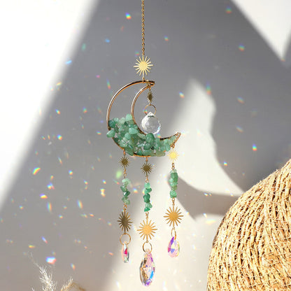 Sparkling Crystal Moon Window Decor