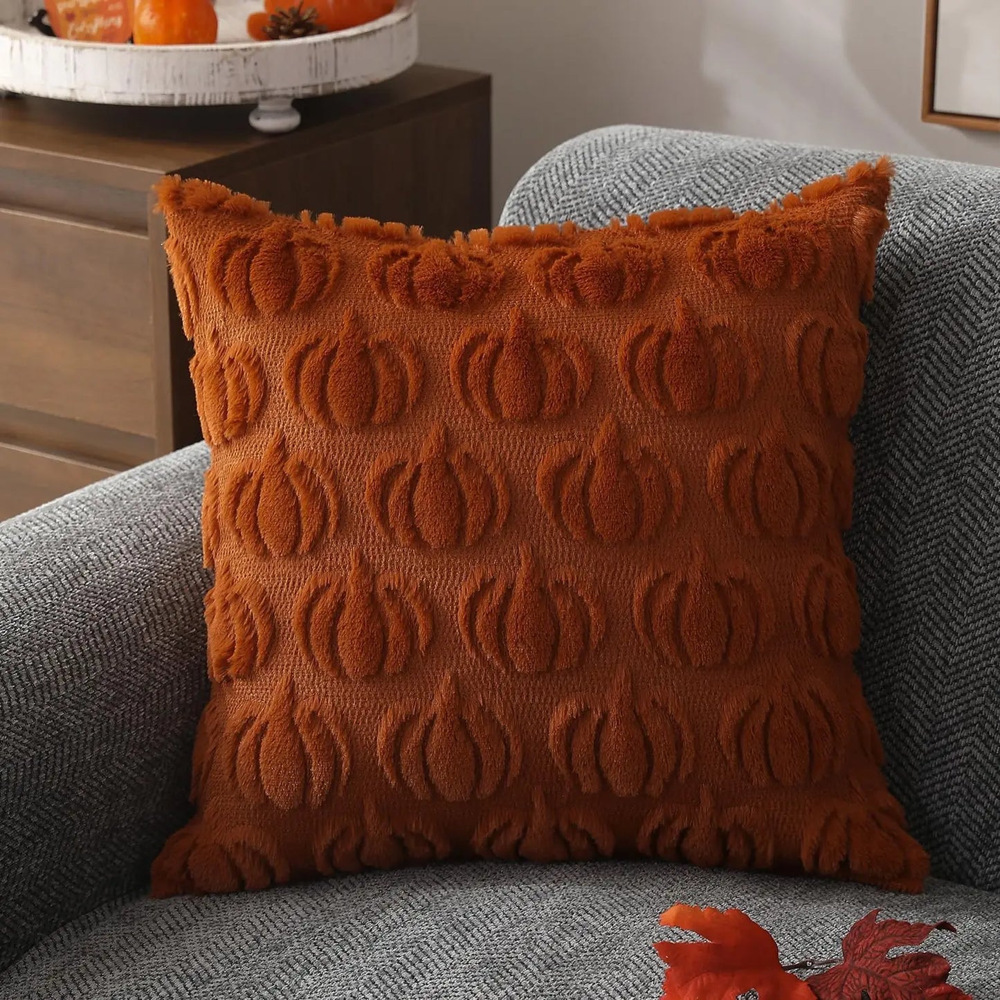 Plush Faux Fur Fall Pillow Cover - Fesara