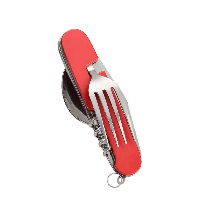 Portable 4-in-1 Stainless Steel Camping Cutlery Set
