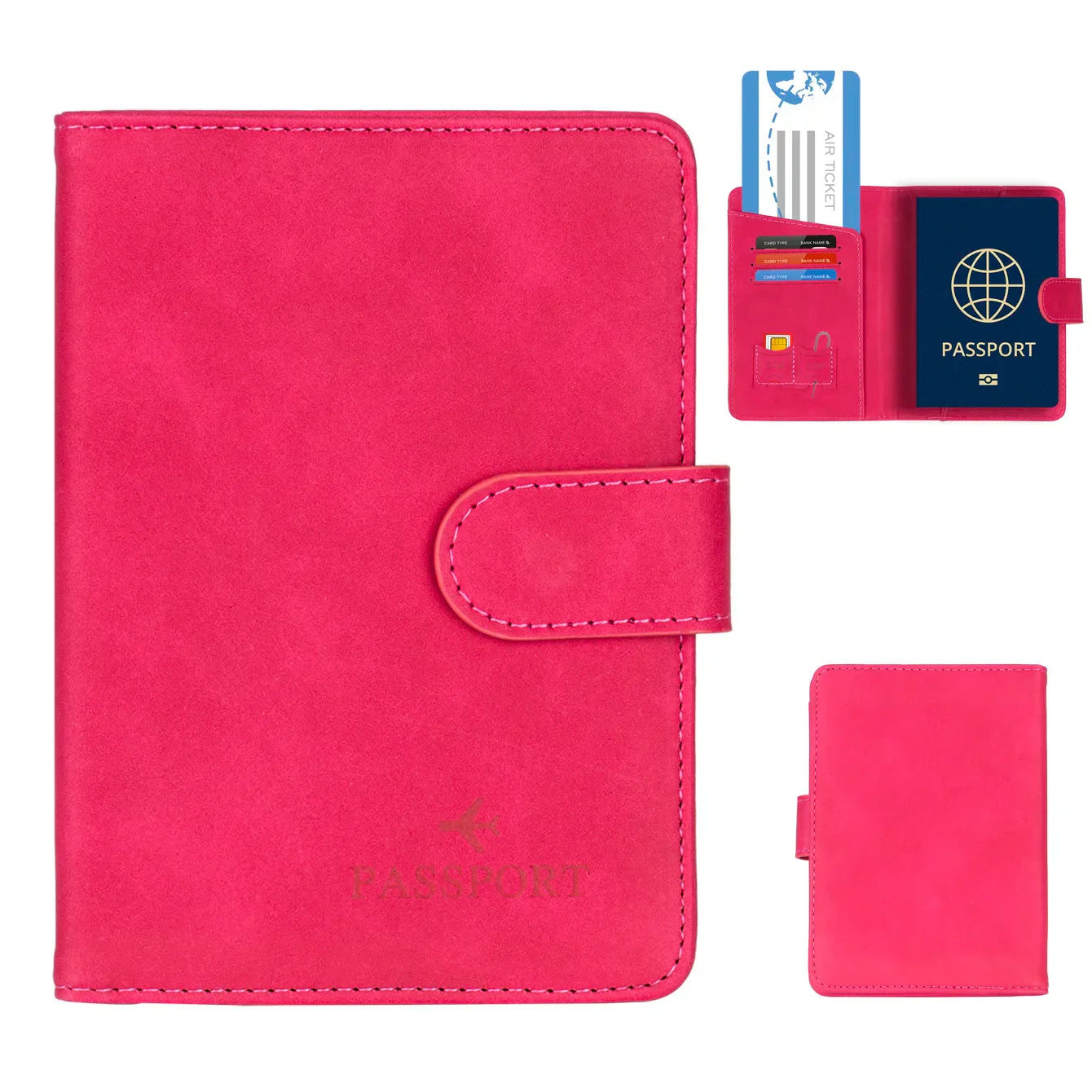 Genuine Leather Passport Wallet with RFID Blocker