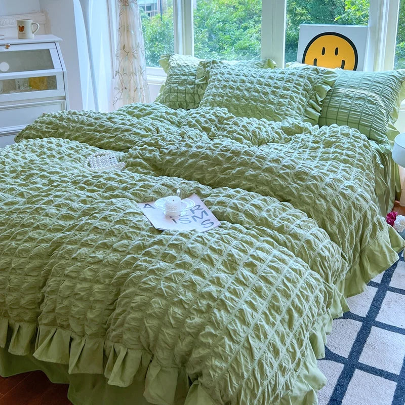 Soft Ruffled Bedroom Duvet Cover Set