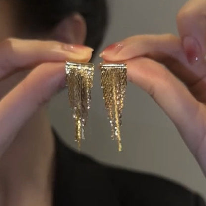 Luxury Gold Drop Tassel Earrings