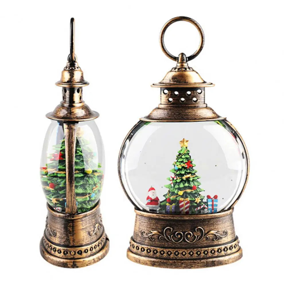 Traditional Christmas Snow Globe Lamp with LED Lights