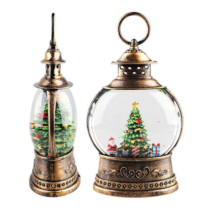 Traditional Christmas Snow Globe Lamp with LED Lights