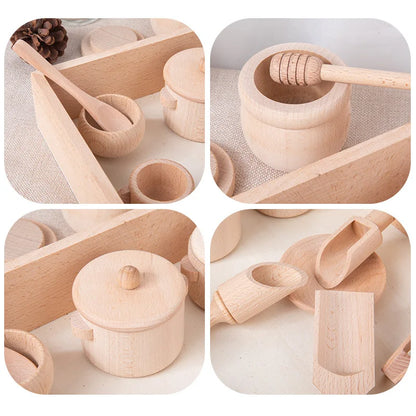 Kids Wooden Play Kitchen Cooking Set