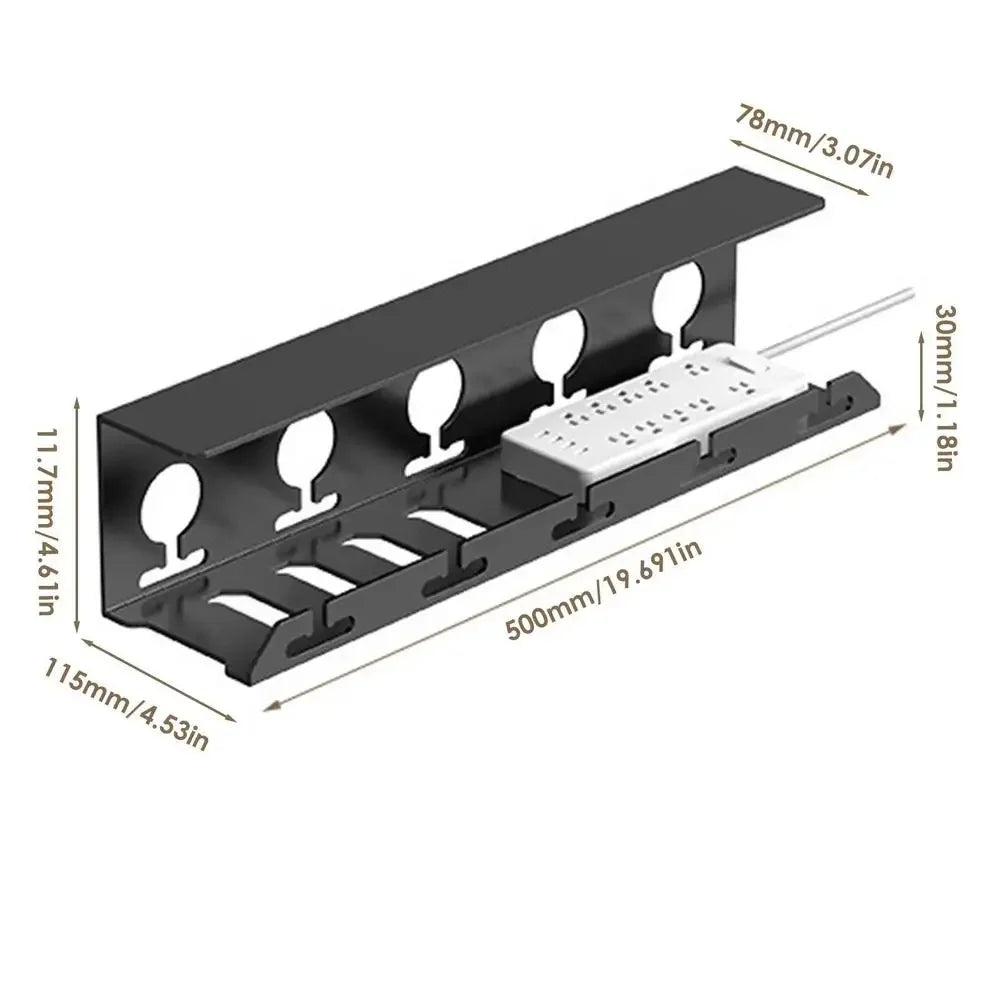 Space Saving Under Desk Cable Organizer Black Steel Tray