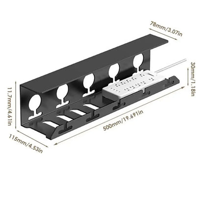 Space Saving Under Desk Cable Organizer Black Steel Tray