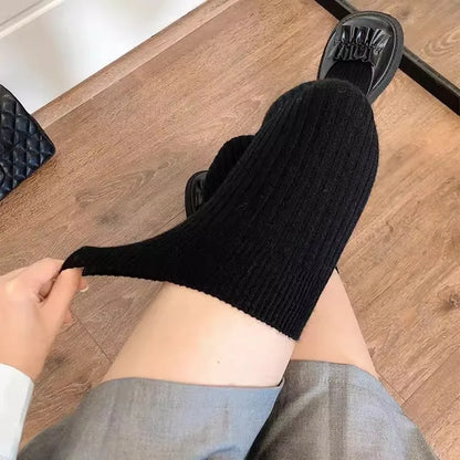 Cozy Women's Knee High Socks Warm Winter Solid Colors - Fesara