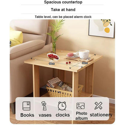 Sturdy Wood Bedside Table with 2 Tier Modern Style