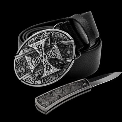 Compact Tactical Knife Leather Belt