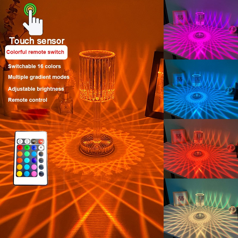 Luxury Crystal Glass Bedside Table Lamp - Fesara