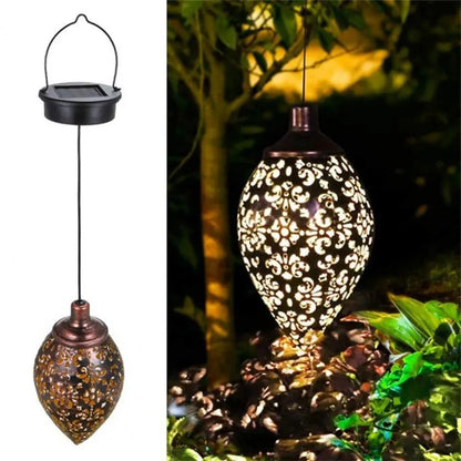Solar Powered Outdoor Metal Lantern with Projection Effect - Fesara
