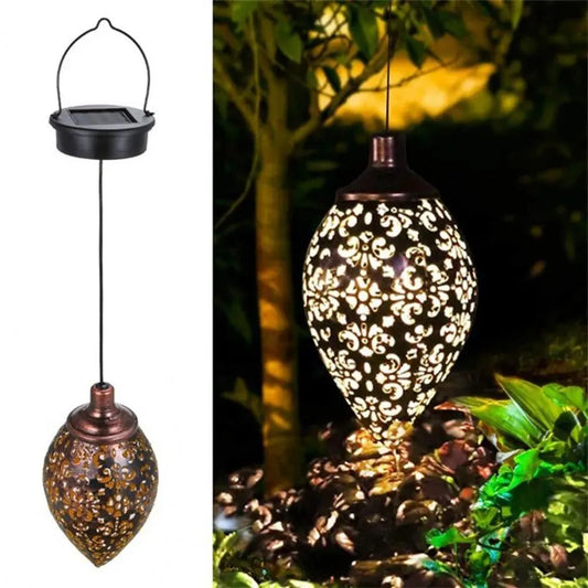 Solar Powered Outdoor Metal Lantern with Projection Effect - Fesara