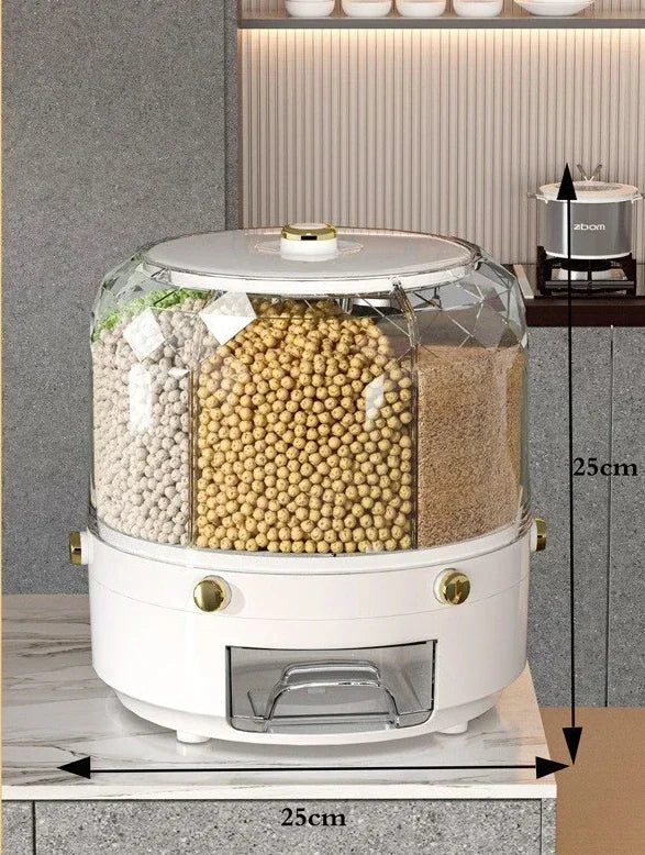 Spinning Kitchen Storage Bin with 6 Locking Sections