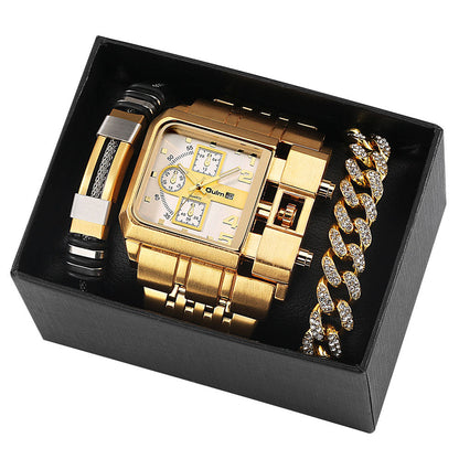 Large Face Quartz Men's Watch Executive Gift Set