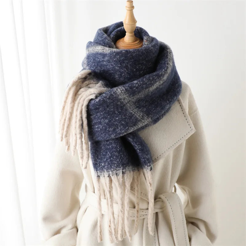 Soft Cashmere Winter Scarf with Fringe