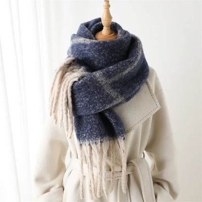 Soft Cashmere Winter Scarf with Fringe