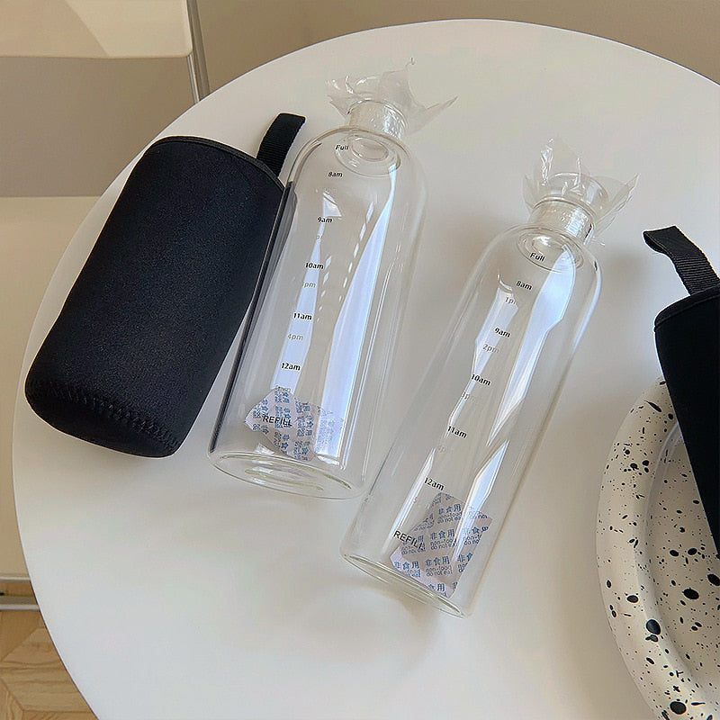 Insulated Borosilicate Glass Water Bottle