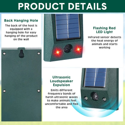 Outdoor Solar Powered Bird Repeller with LED Light