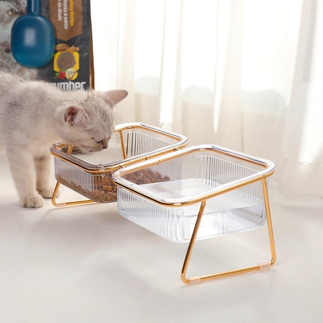 Clear Anti-Slip Dual Dog Food Bowl - Fesara