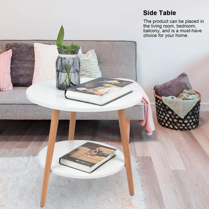 Compact 2 Tier Side Table with Storage for Living Room