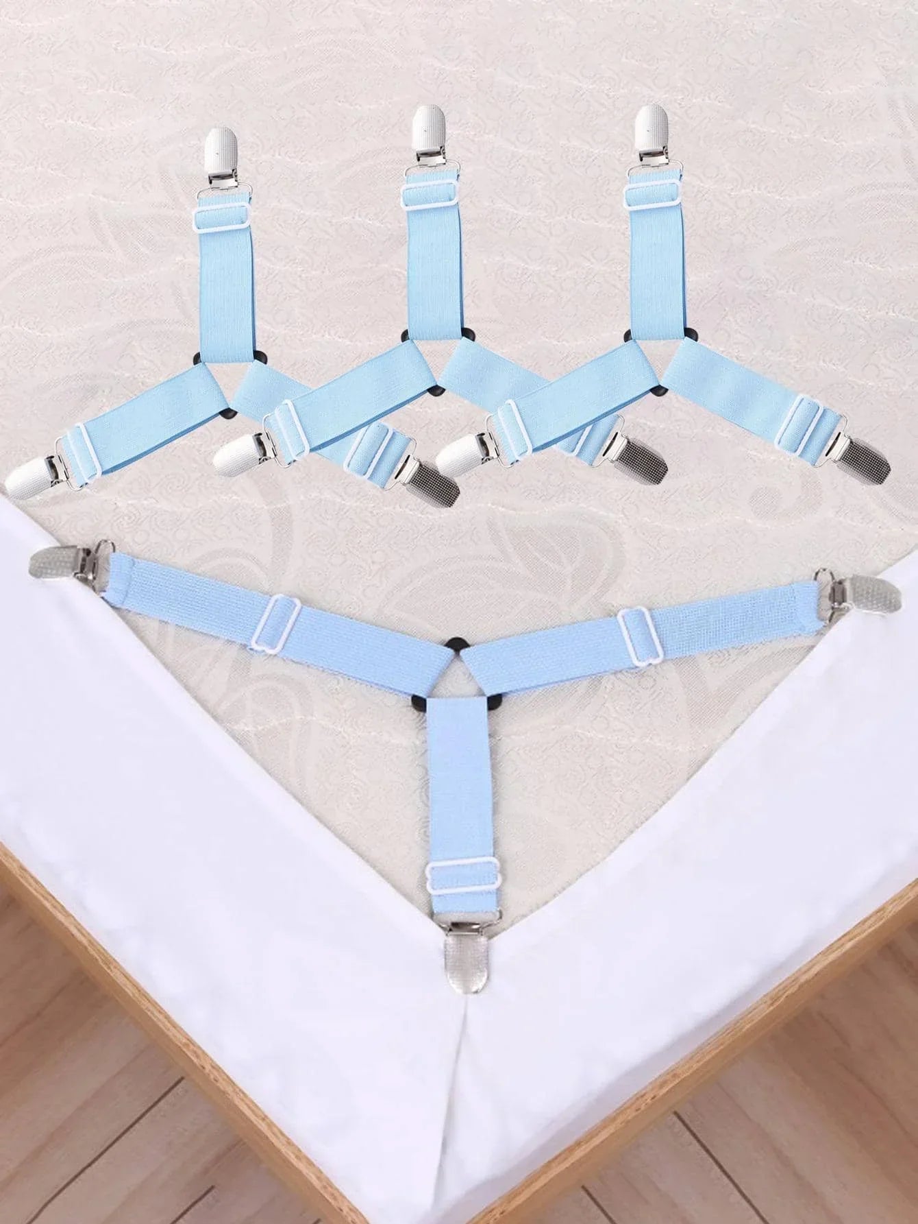 Easy Fit Bed Sheet Holders - 4 Pack Adjustable Straps