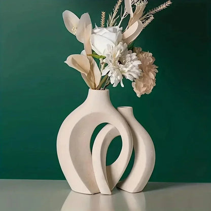 White Ceramic Vase Set